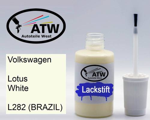 Volkswagen, Lotus White, L282 (BRAZIL): 20ml Lackstift, von ATW Autoteile West.